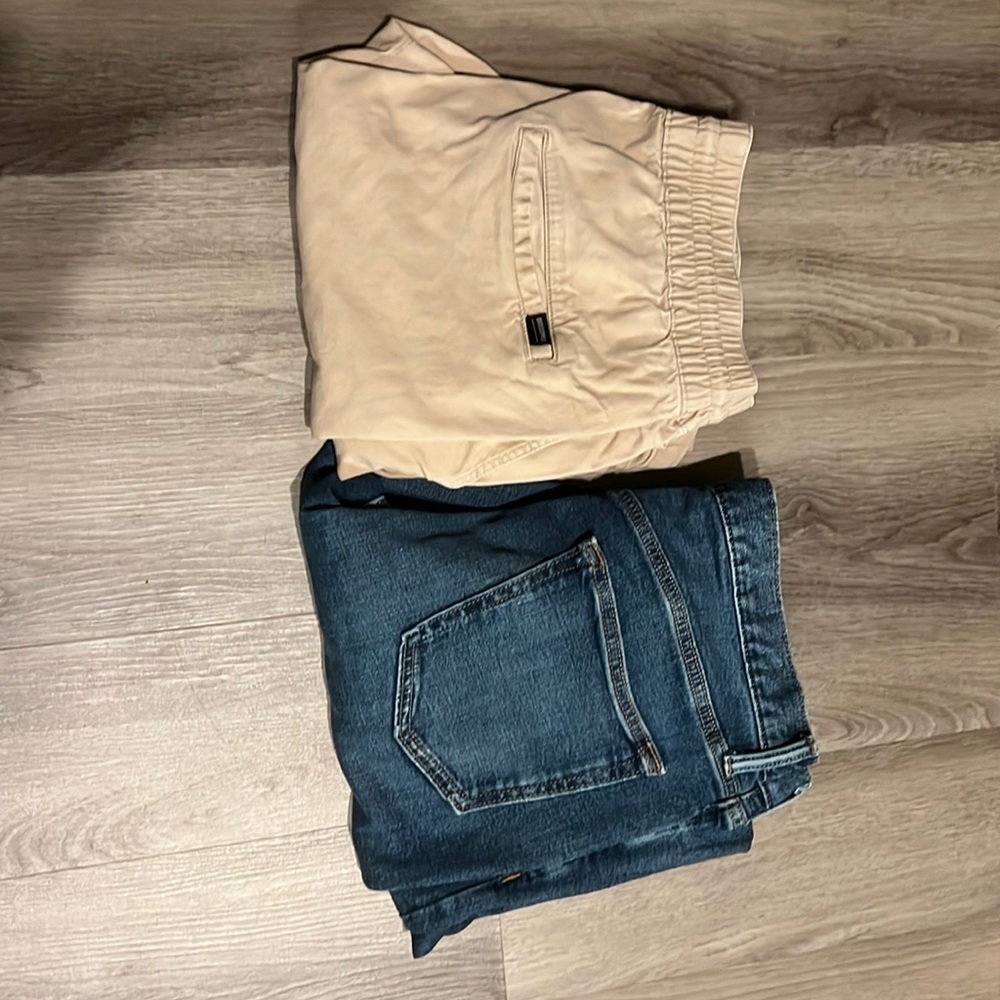 Old navy jeans and H&M jogger pants.